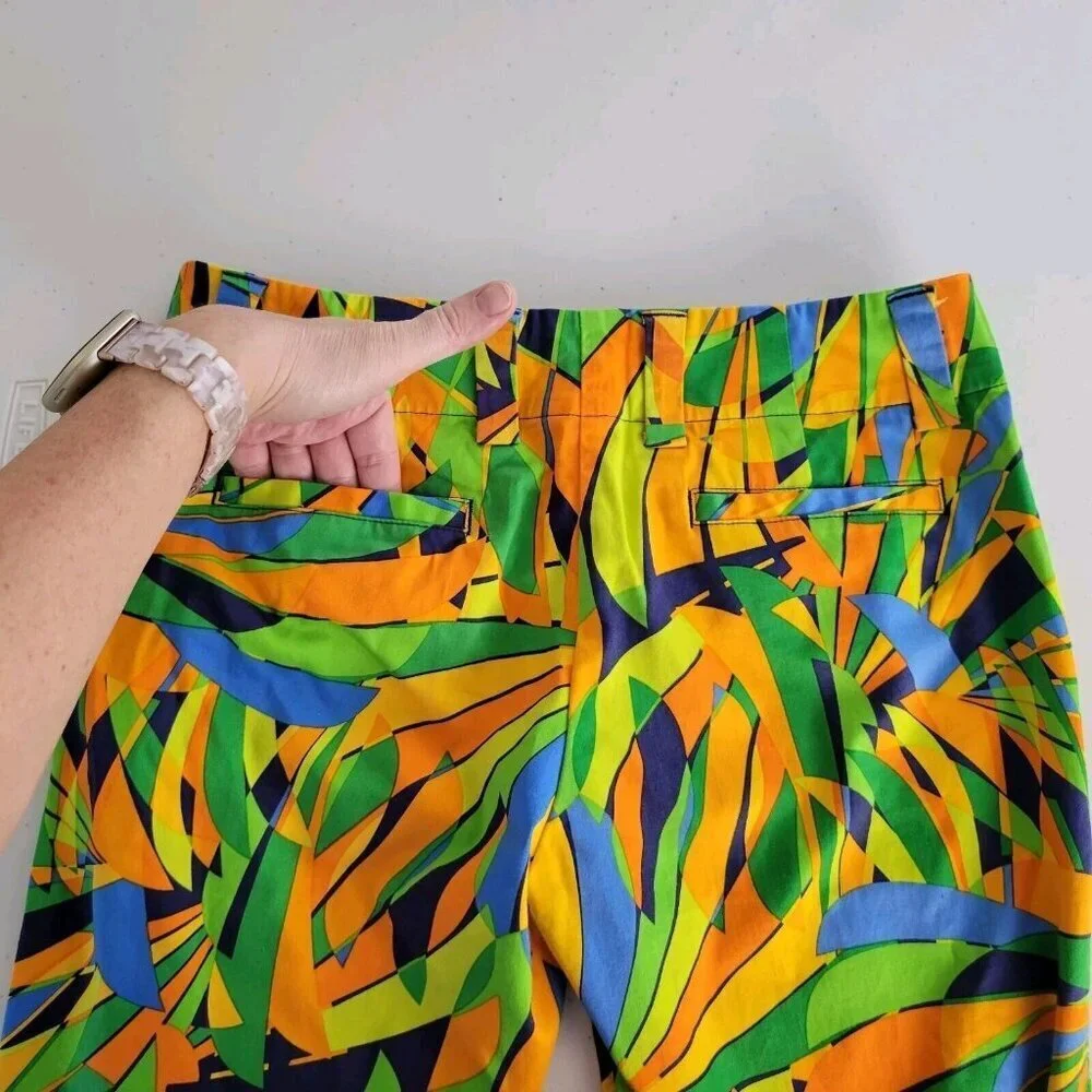 Loudmouth Golf Pants Womens 2 All Over Print Geometric Crop Capri AOP Golf Artsy - Picture 7 of 14